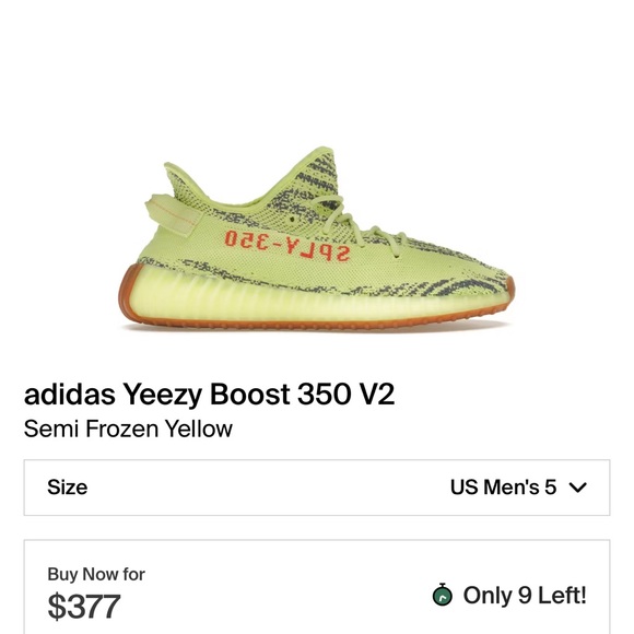 Size 5 - Semi Frozen Yellow adidas Yeezy Boost 350 V2 - used and loved - Picture 2 of 7